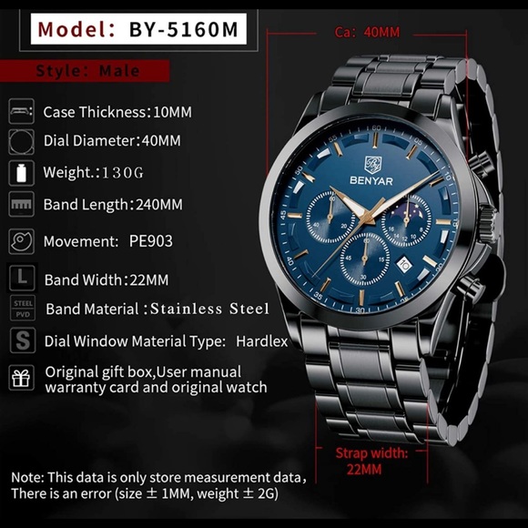 MENS LUXURY STAINLESS STEEL WATCH - Picture 4 of 4